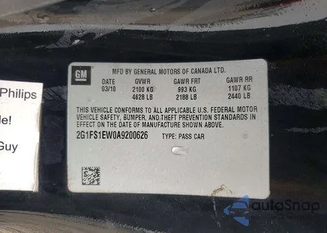 2010 Chevrolet Camaro Ss из США, поврежденный, VIN 2G1FS1EW0A9200626